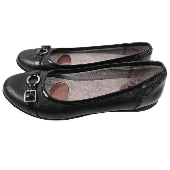 Life Stride Shoes Womens 8.5 M Memory Foam Velocity Affirm Black Leather Flats - Picture 7 of 8